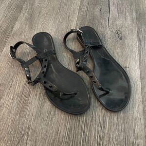 ALDO • Spiky Studs T-Strap Jelly Sandals Size 37 US Size 6.5